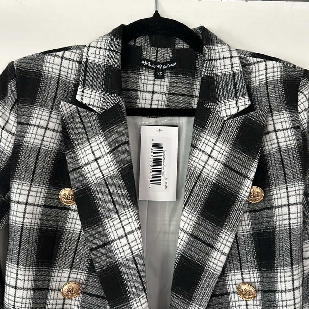 Attitude Unknown Metallic Button Solid Ponte Blazer - Picture 7 of 12